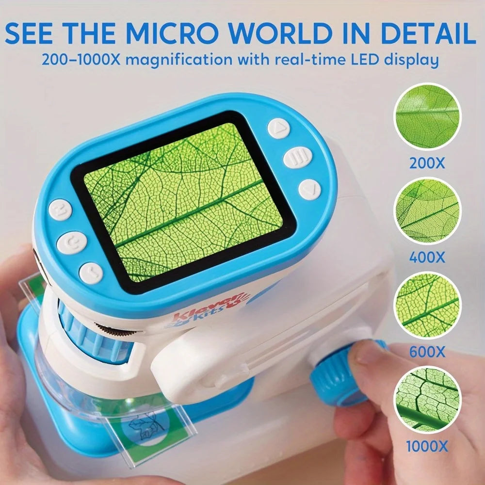 JOYFY 2 in 1 Handheld 1000X HD Microscope with 2.0'' LED Screen Portable Pocket Handheld for Kids Ages 5-12 Gifts Toys