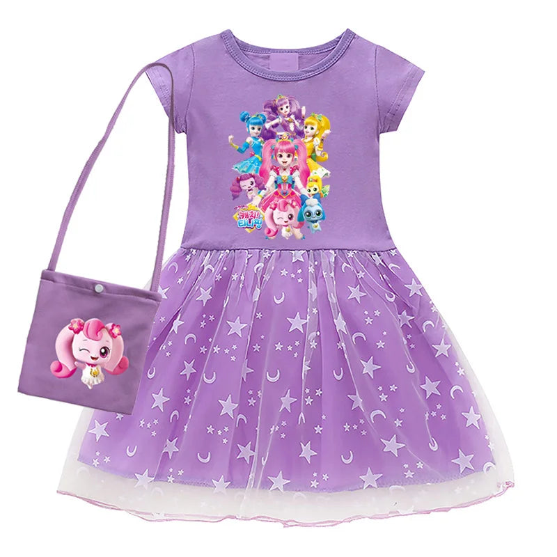 Kids Cotton Knee-Length Dress for Girls Birthday Party Princess Costume Halloween Cosplay