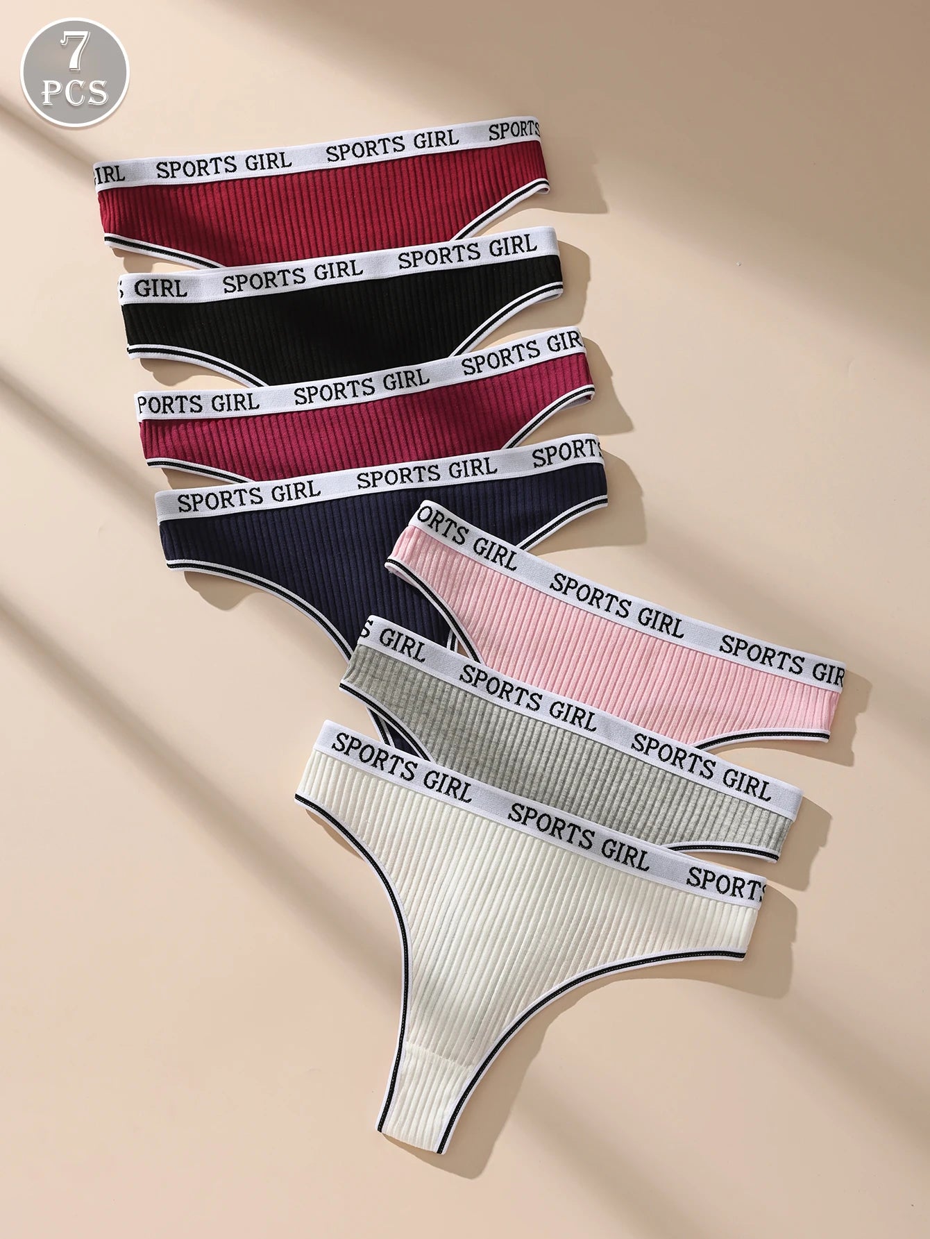 7 Pieces Women Thongs Low Waist Sexy Underwear Cotton G String Breathable Ladies Panty Female Lingerie