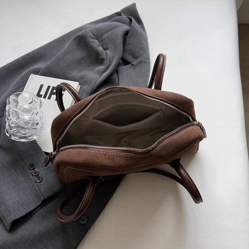  Women Shoulder Bag Multi Pocket Underarm Bag Faux Suede Tote Purse Zipper Satchel Bag Designer Brand Ladies Shoulder Bag