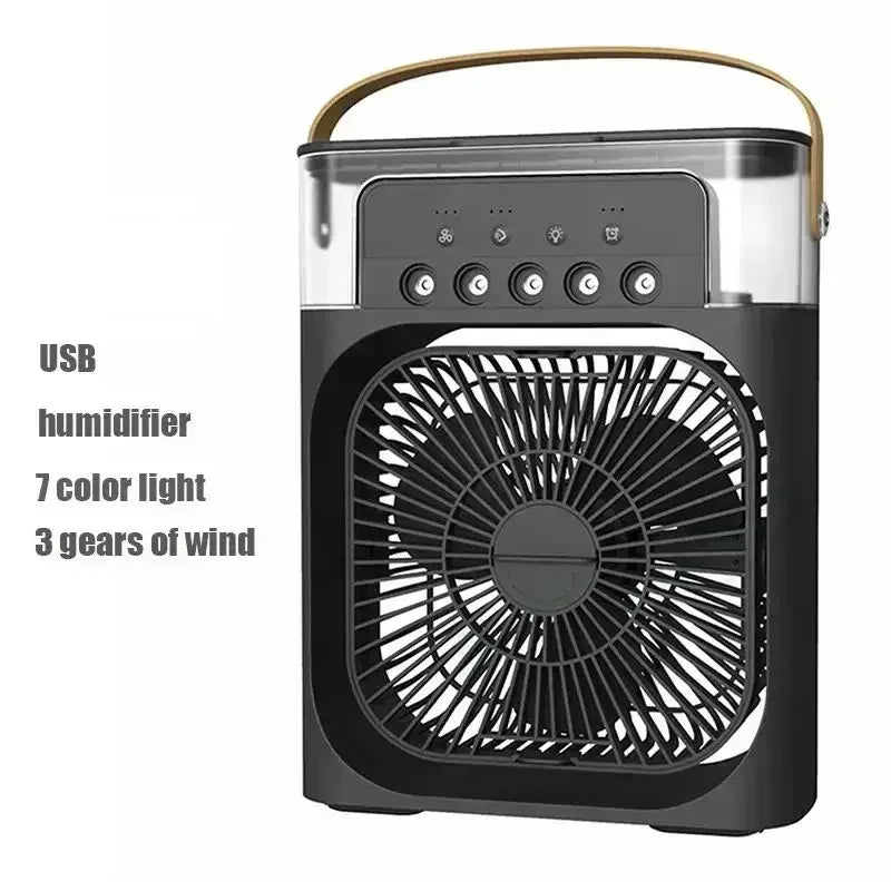 New 3 In 1 Mini Air Conditioner Household Fan with LED Night Light Portable Humidifier and Adjustable Air Flow for Office and Home