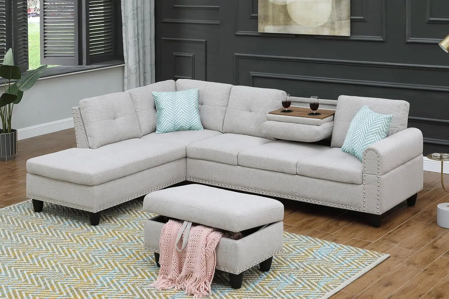 ZHUXIANG L Shape Sectional Sofa Couch Modern Living Set