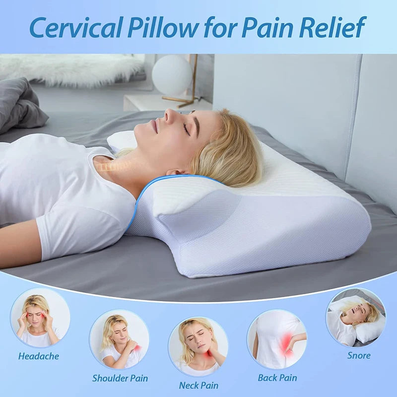 1pc Memory Foam Cervical Pillow 2 in 1 Ergonomic Contour Orthopedic Pillow for Neck Pain Contoured Support Pillow