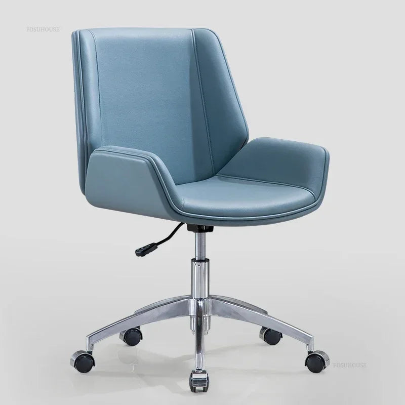 Modern Wooden Swivel Chair Home Leisure Leather Computer Chair Luxury Gaming High Back Office Chair Bedroom Furniture