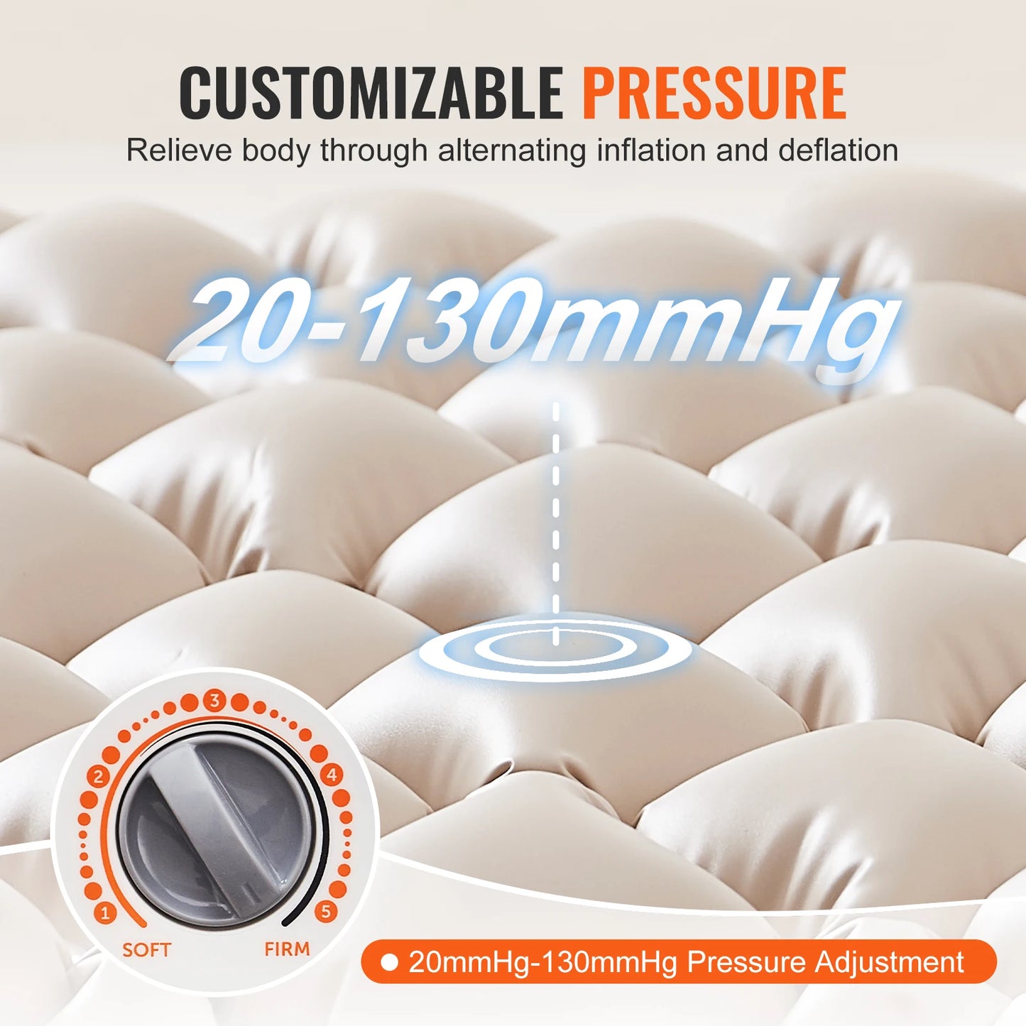 VEVOR Alternating Air Pressure Mattress 5 Level Pressure Air Mattress for Bed Sores Medical Grade PVC Alternating Pressure Pad