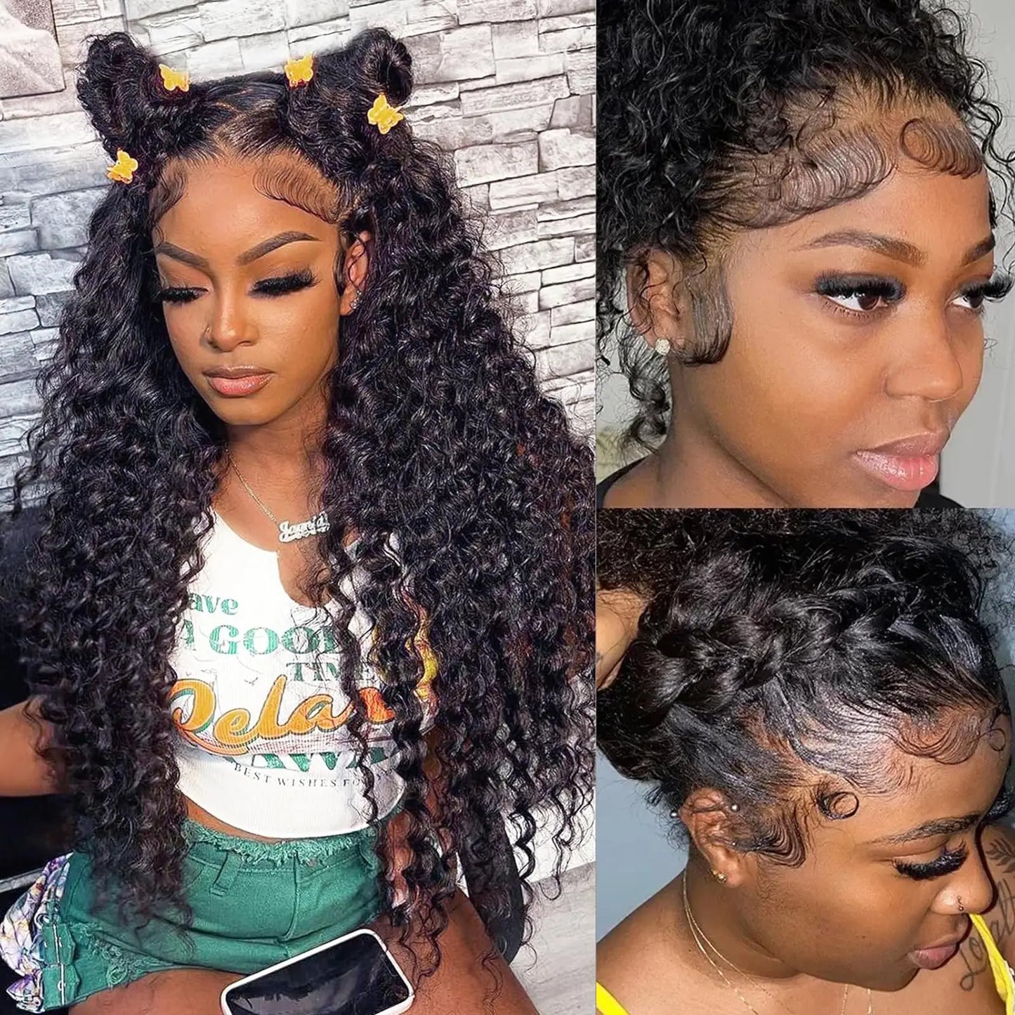 Snwprin 360 HD Full Lace Curly Human Hair Wig Preplucked 13x6 Lace Frontal Deep Wave Glueless Human Hair Ready To Wear 30 Inch