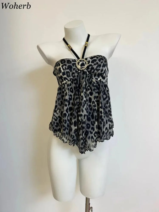 Women Summer Crop Tops 2025 Halter Backless Loose Vest