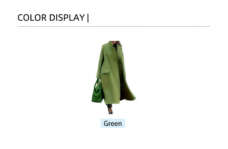 plus Size Double-Breasted Collar Coat Elegant Warm Solid Long-Sleeved Medium-Length Autumn Winter New Fashion for Women