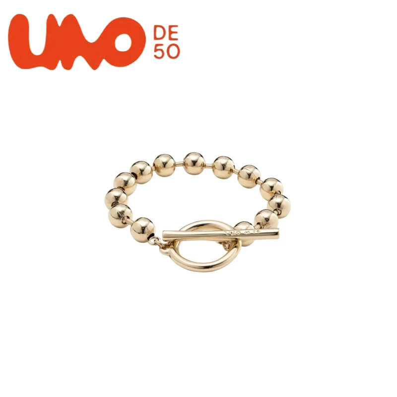 UNOde50 Silver Plated S925 And Gold Plated 14K Fashionable Chain Link Bracelet for Women