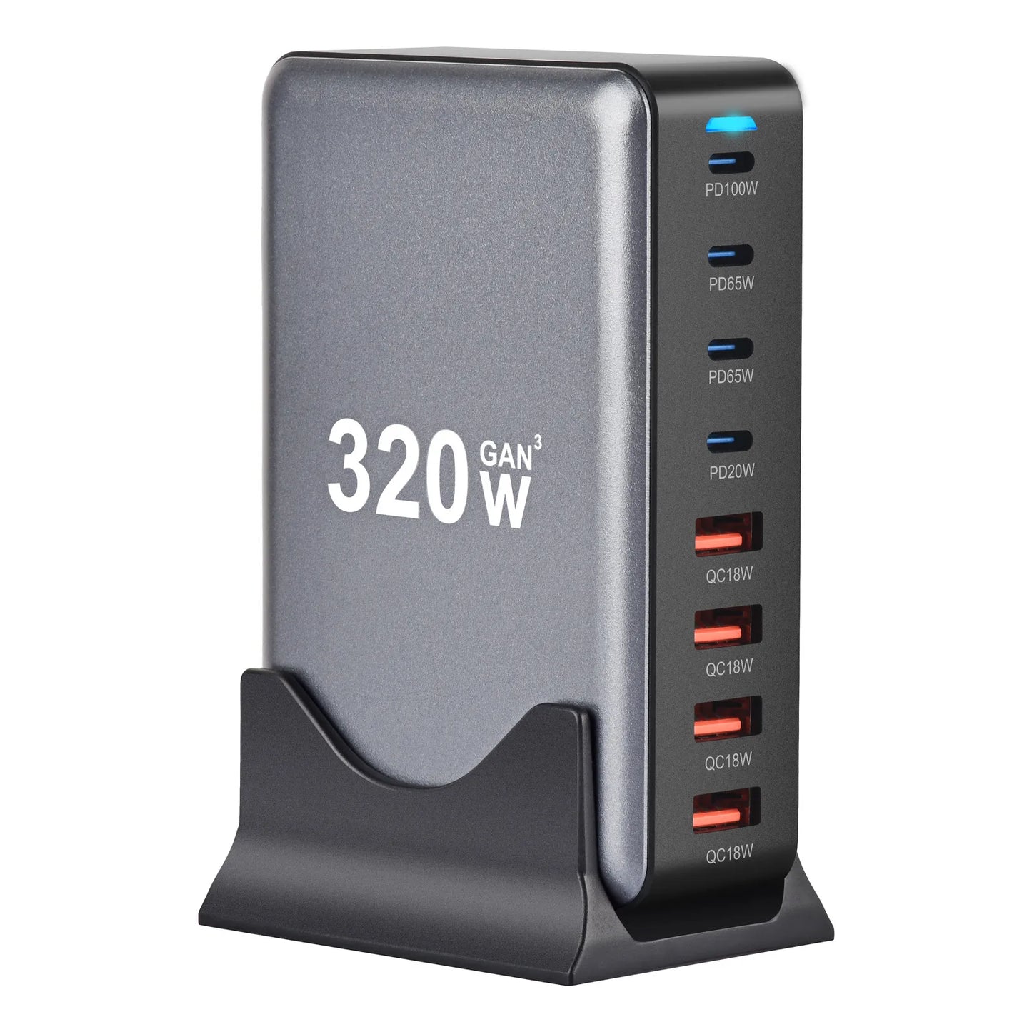 320W GaN Charger USB C Fast Desktop 8 Port USB Type C PD Charger Quick Charge 3.0 for iPhone 15 14 Samsung