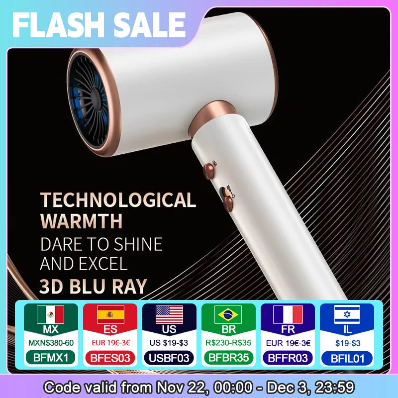 High Speed Electric Hair Dryer with Turbine Airflow Low Noise Constant Temperature and Quick Drying for Home Salons