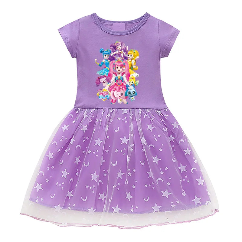 Kids Cotton Knee-Length Dress for Girls Birthday Party Princess Costume Halloween Cosplay