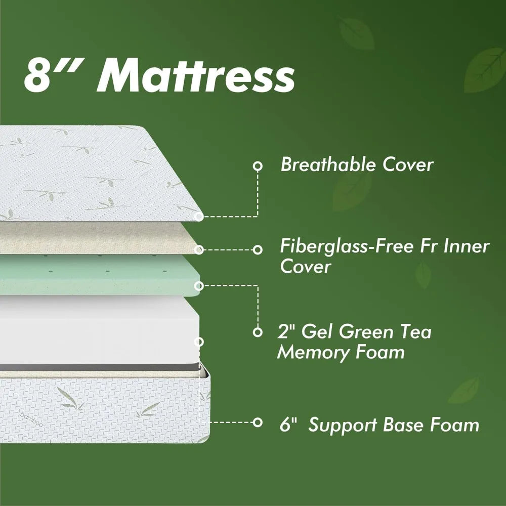 8 Inch Gel Memory Foam Mattress Medium Firm CertiPUR US Certified Mattress in Box