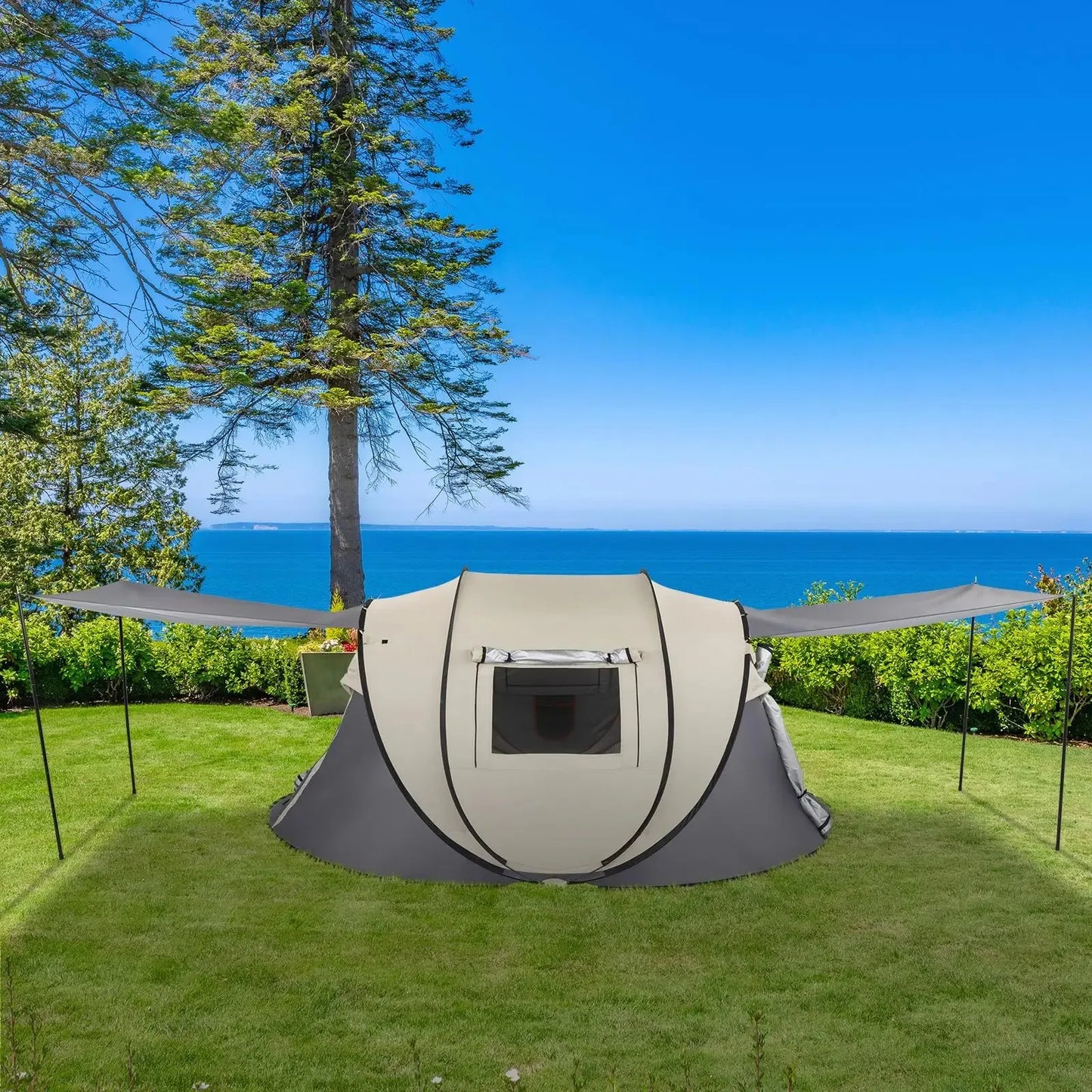 4 Person Pop Up Camping Tent Quick Setup for Outdoor Adventures Hiking Fishing Beach and More