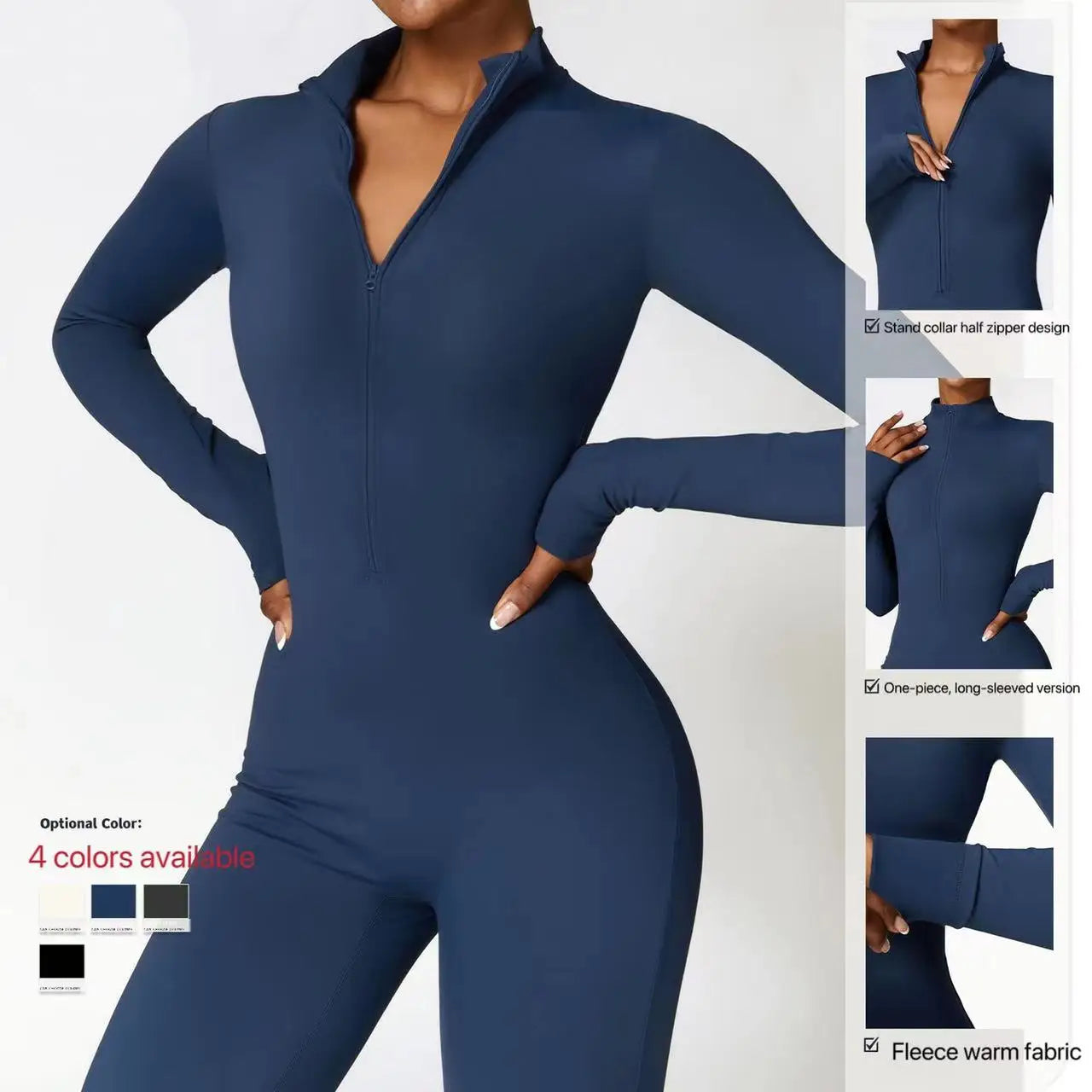 Winter Autumn Women's One Piece Yoga Jumpsuit Solid Polyester Spandex