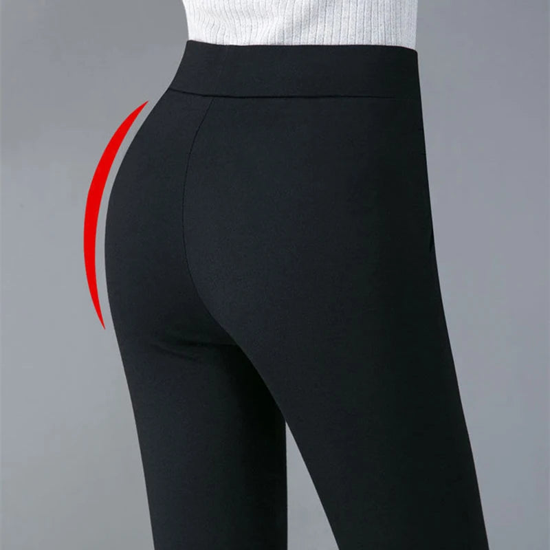 Thin and Thick Warm Winter Pencil Pants for Women Plush Stretch Lady OL Skinny Trousers Female Slim Fit Leggings