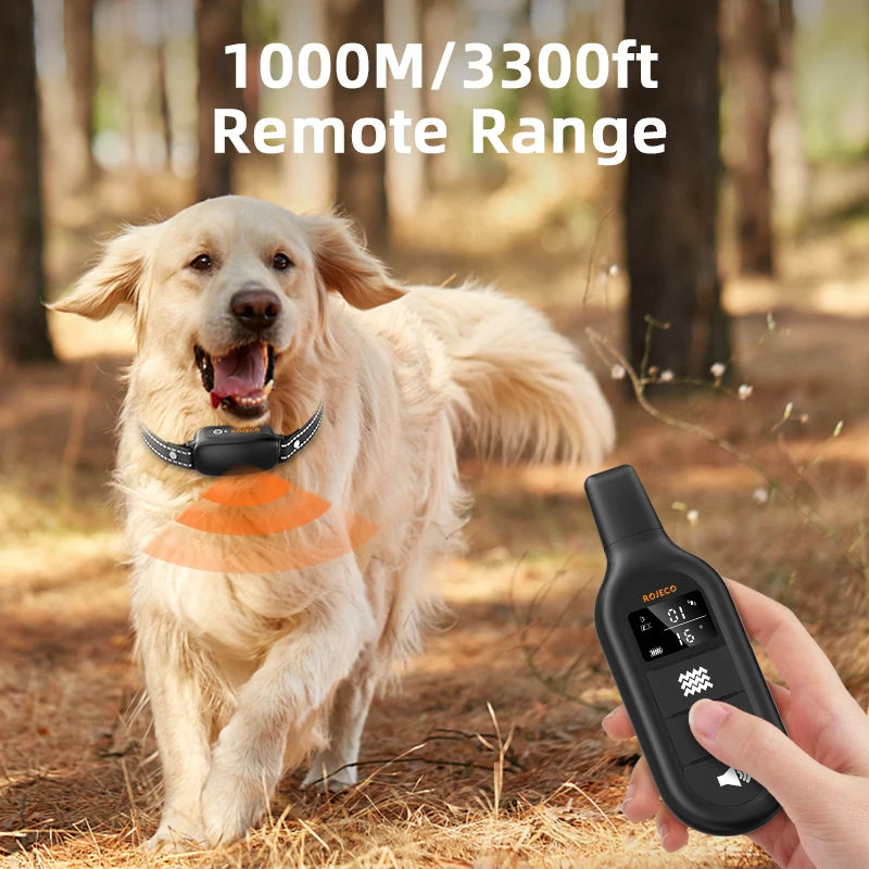 ROJECO Electric Dog Training Collar Digital Rechargeable Remote Control IPX7 Waterproof Vibrator Bark Stop Shock Collar