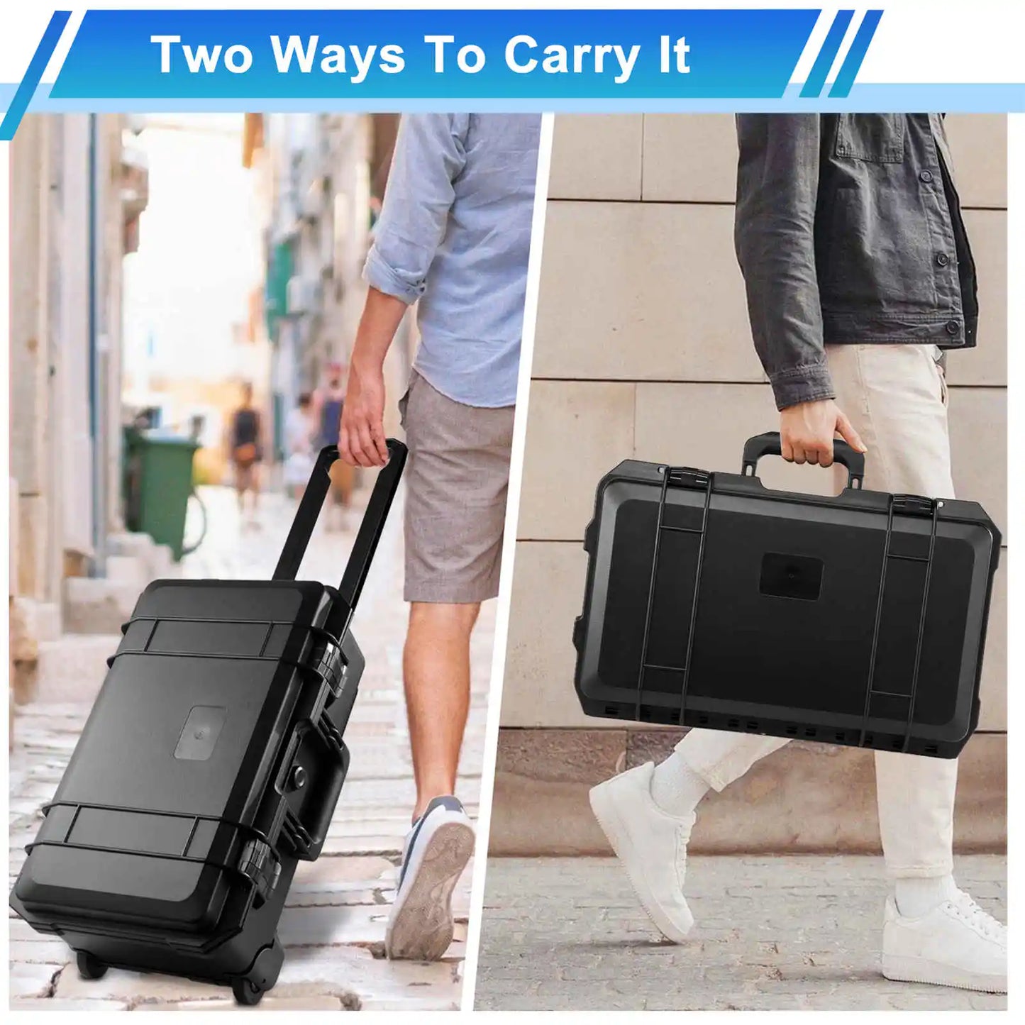 Rolling Camera Case, Portable Rolling Camera Trolley, Hard Shell Equipment Tool Luggage Case for Drone, Camera, Tripod, Light, Lenses