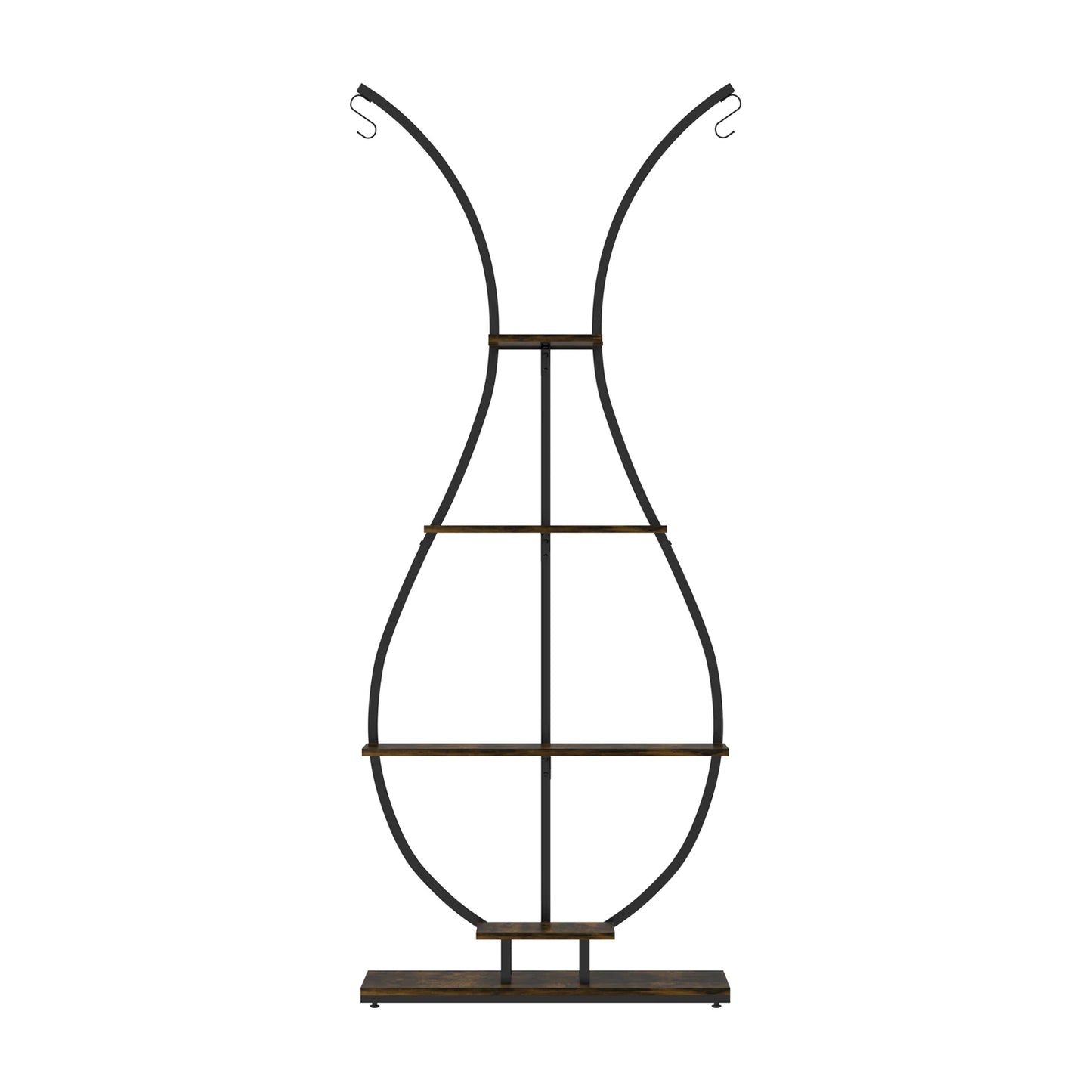 Vase Shape Tall Planter Display Rack Metal Garden Plant Stand with Five Tiers and Hangers