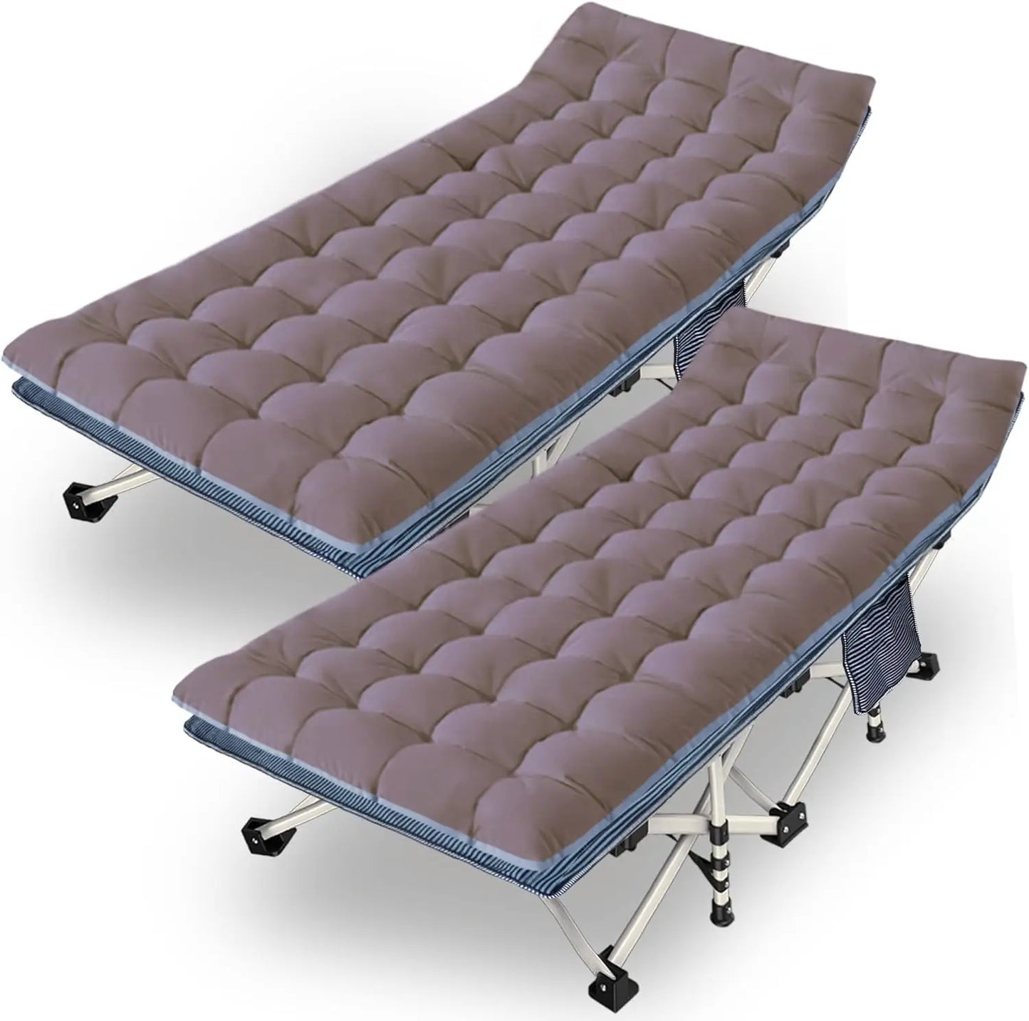 2 Pack Oversize XXL Camping Cot with Mattress Comfortable Extra Wide Sleeping Bed for Adults with Carry Bag