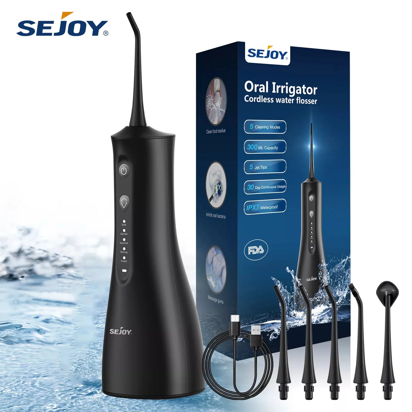 Sejoy Cordless Water Dental Flosser for Effective Teeth Cleaning and Travel