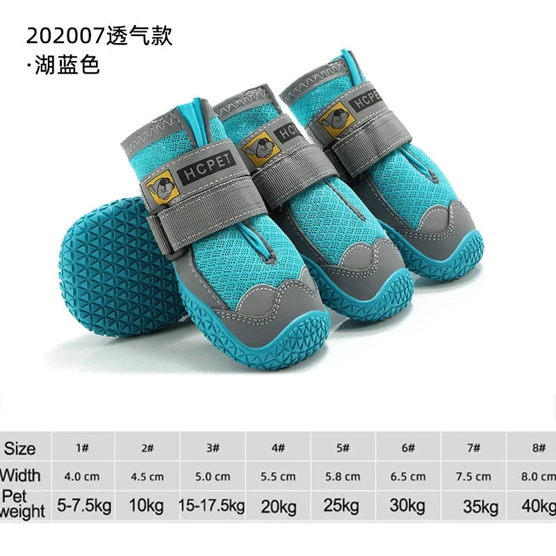 4Pcs Set Dog Shoes for Large Dogs Breathable Professional Outdoor Anti Slip Durable Pet Shoes with Rubber Sole for Hiking