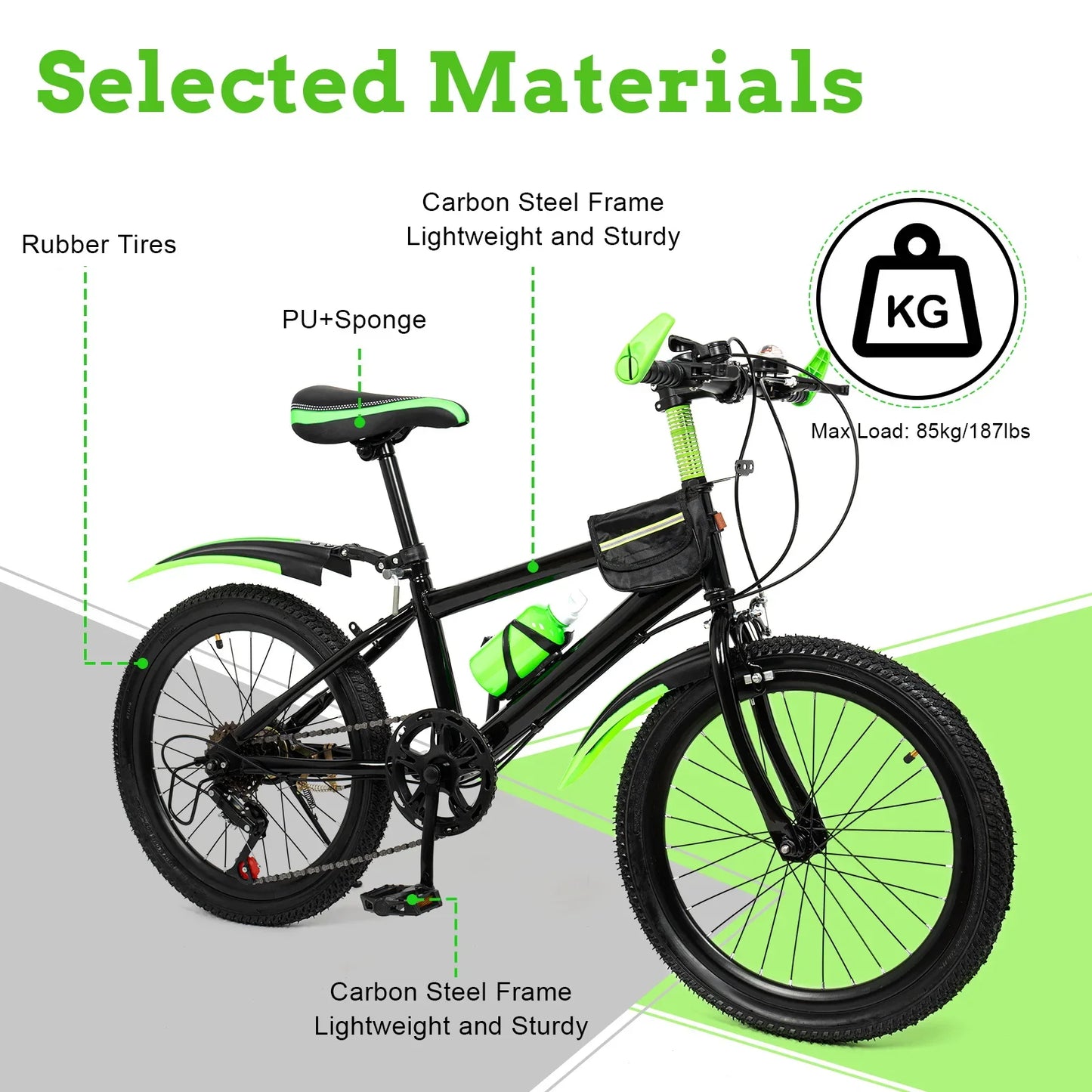 20 Inch Children's Mountain Bike 6 Speed Double Disc Brake Premium Mountain Bike with Suspension Fork for Kids Girls and Boys