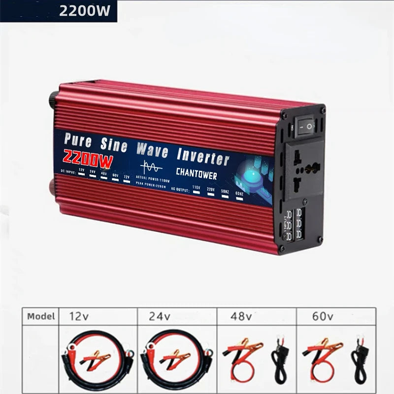 Pure Sine Wave Inverter 12V 24V 110V 220V 2000W 3000W 4000W 5000W DC To AC Portable Power Converter Solar Inverter