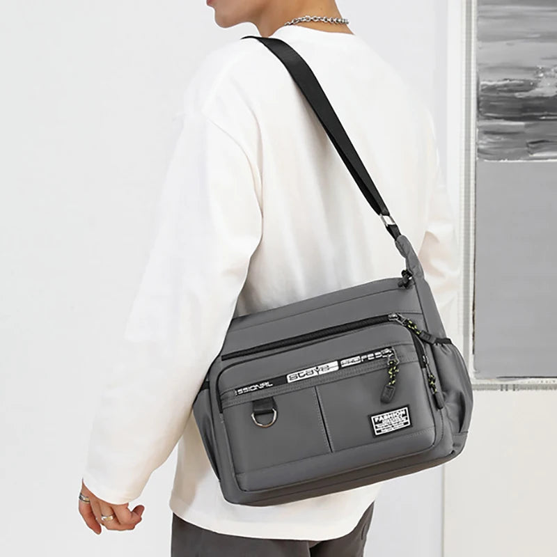 Design Oxford Shoulder Bag Large Capacity Men's Casual Multi Layer Pocket Fashion Crossbody Luxury Messenger Bag