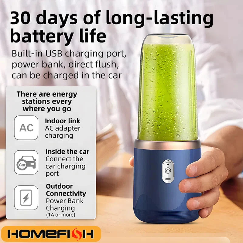 Portable Juicer Blender 400ml Electric Fruit Juicer USB Charging Smoothie Blender Machine with Two Cups