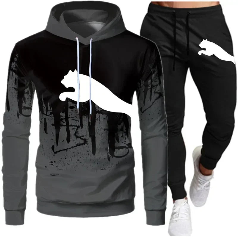 2024 Men and Women Fashion Casual Trend Sweater Set Outdoor Sports Printing Pattern Two-Piece Set Size S to 3XL