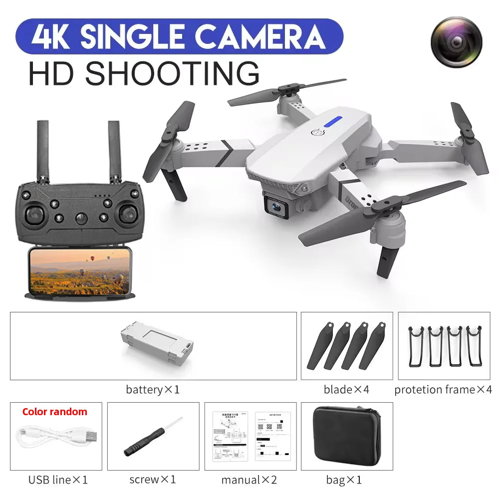 KDBFA 2024 New E88 Pro WIFI FPV Drone Wide Angle HD 4K 1080P Camera Height Hold RC Foldable Quadcopter Helicopter Toy Gift