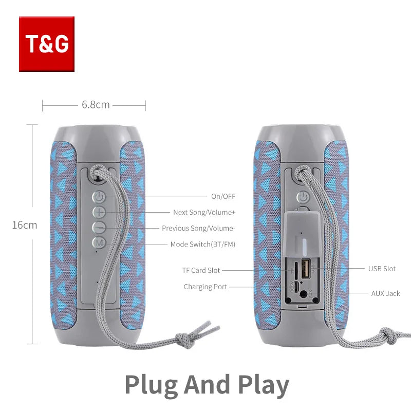 Bluetooth Speaker TG117 Portable TWS Sound Box Waterproof Outdoor Stereo Surround Speaker with TF and FM Radio Support