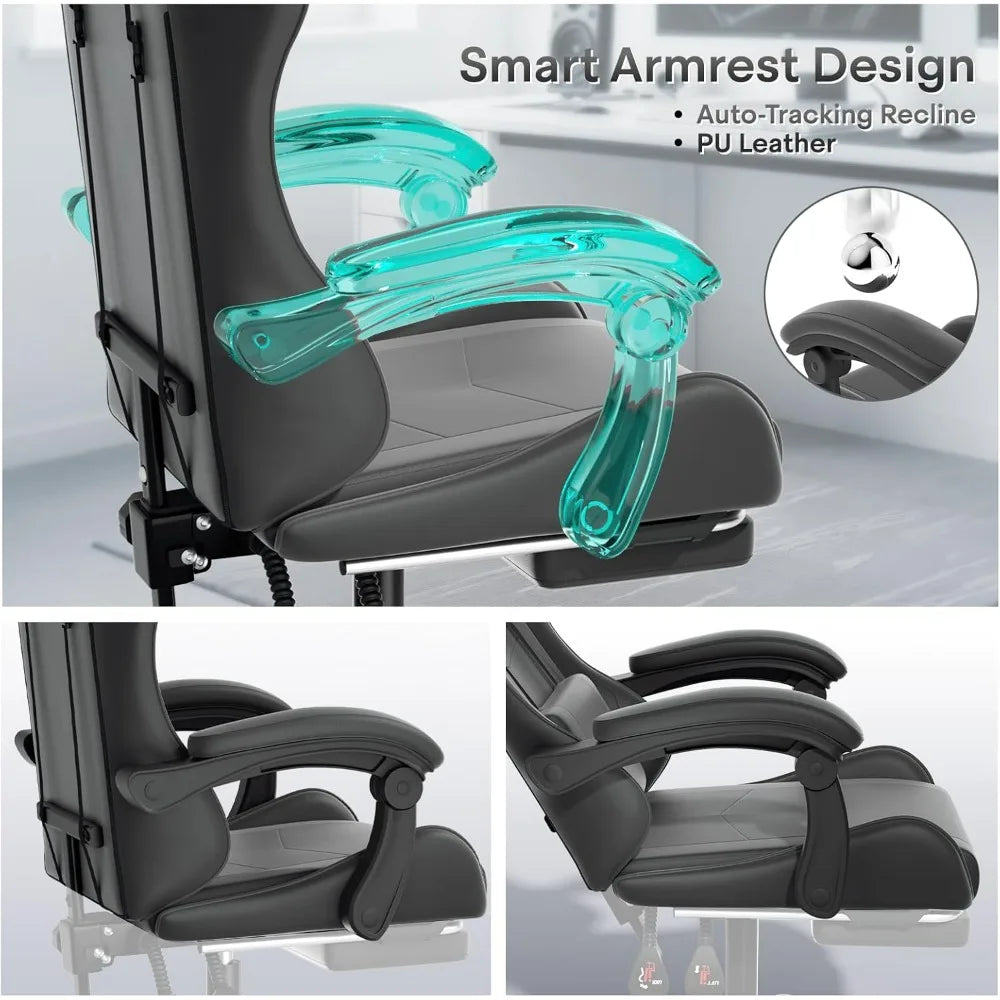 Athena Collection Carbon Fiber Black Gaming Chair - Ergonomic with Footrest Headrest Lumbar Support Height Adjustable Swivel