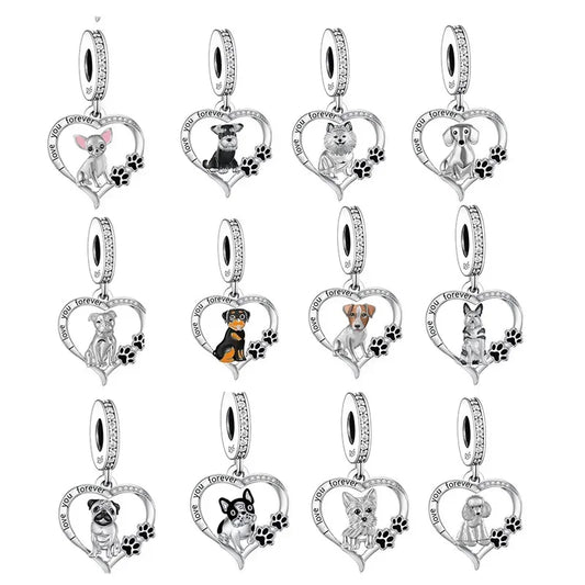 Huoonew Fit Original Pan Charm Bracelet 925 Silver I Love You Forever Yorkshire Dog Bead DIY Memorial Berloque