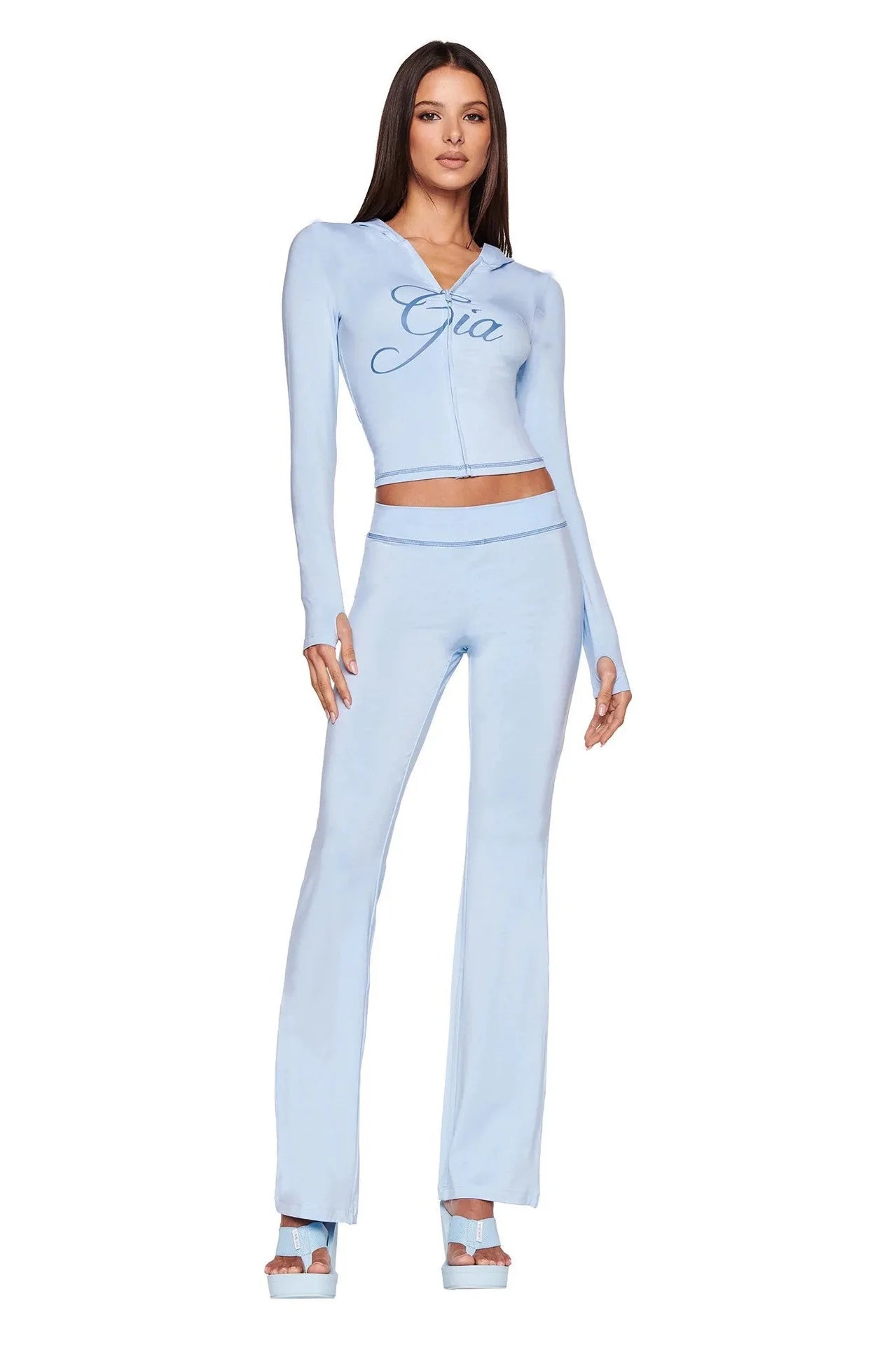 Women's New Two Piece Set Pant Sets with Zipper Closure and Backless Design