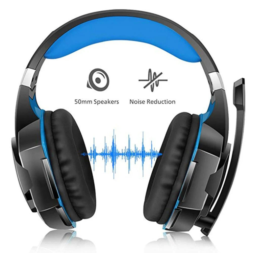 Kotion Each G2000 Gaming Headset Deep Bass Stereo Headphone with Microphone LED Light Soft Memory Earmuffs for PC Laptop