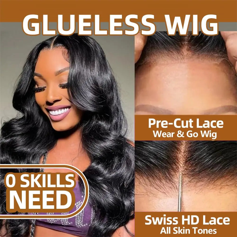 Wear Go Glueless Wig Body Wave Human Hair Wigs 30 Inch 32 Inch 6x4 5x5 HD Lace Closure Wig Pre Plucked Pre Cut Brazilian Hair