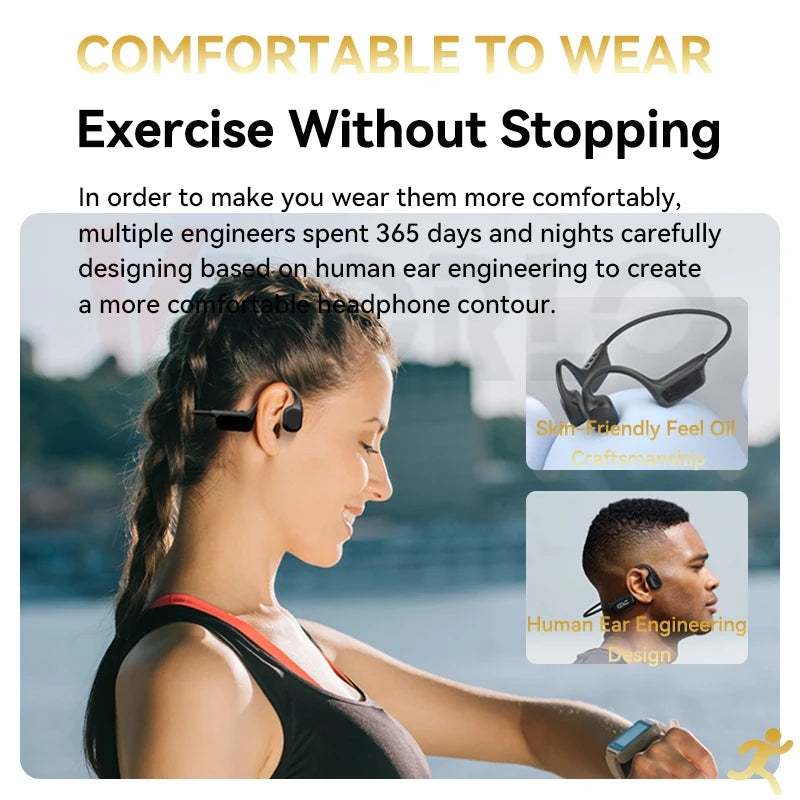 Bone Conduction Headphones Bluetooth 5.4 Wireless Earphones IPX8 Waterproof for Swimming Sports with 32G RAM Support MP3 Player