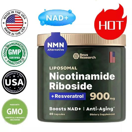 NAD Plus Supplements for Anti Aging Energy Focus Nicotinamide Riboside Resveratrol 30 Capsules