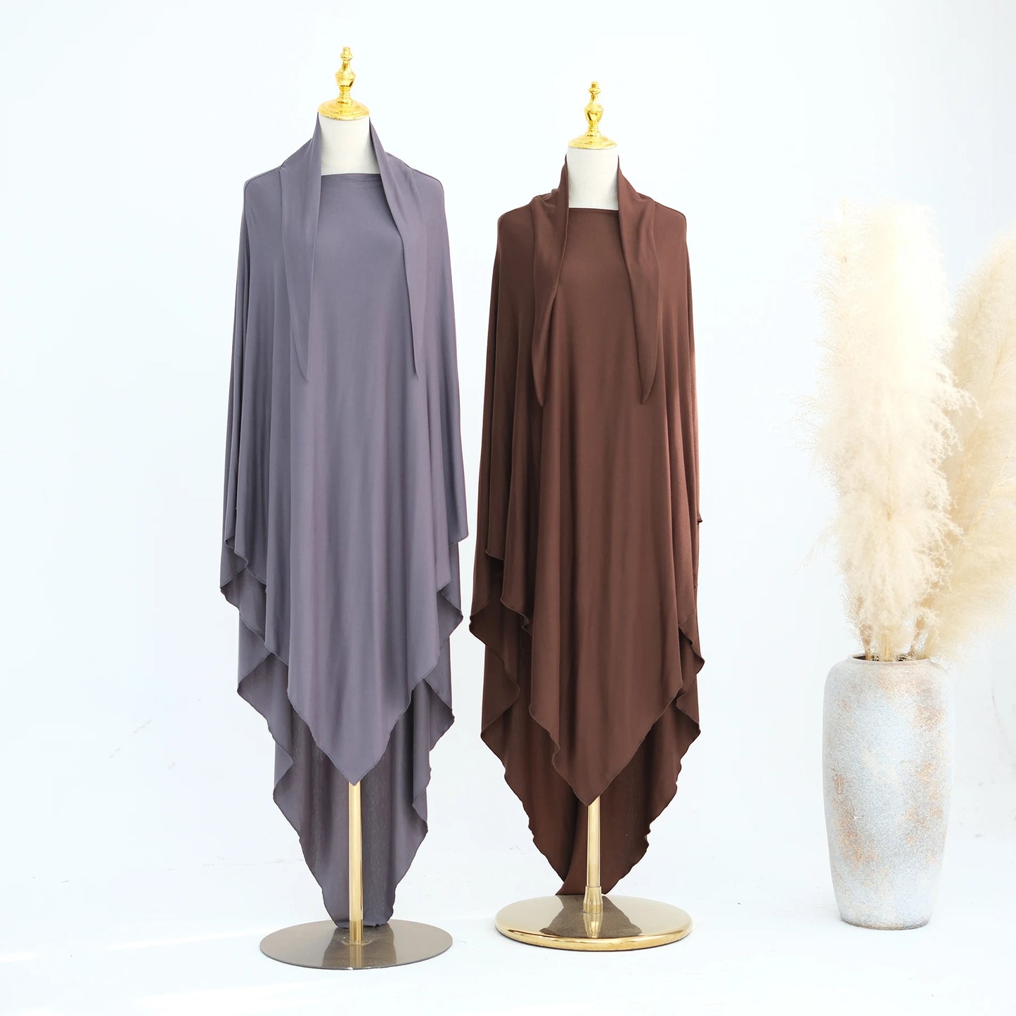 Jersey Cotton Khimar Long Hijab Scarf for Muslim Women Eid Djellaba Ramadan Prayer Garment Burqa Niqab Abaya Robe
