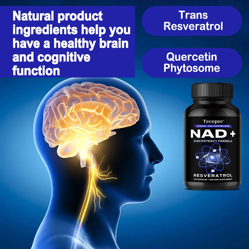 NAD Plus Supplements with Quercetin and Resveratrol for Cell Health Muscle Brain Vision and Heart Health