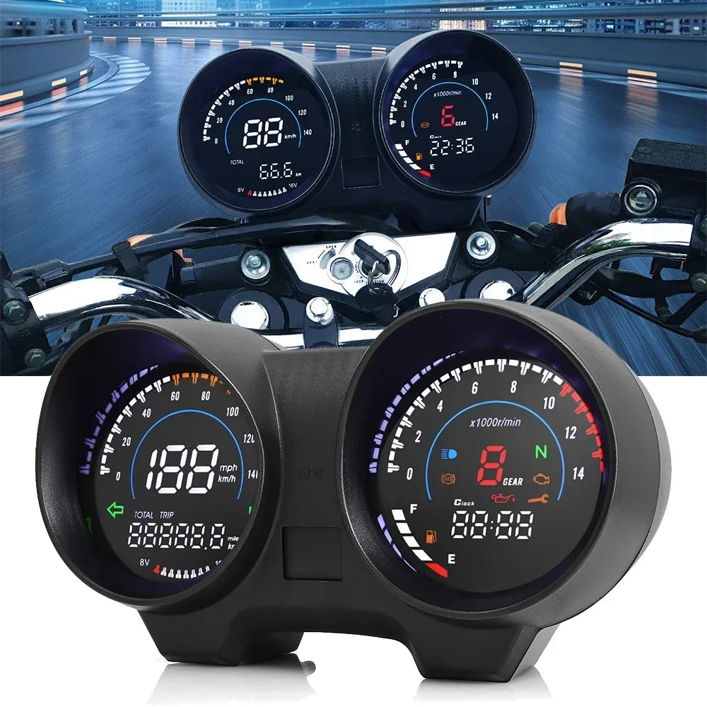Motorcycle RPM Meter Speedometer Digital Dashboard Tachometer Odometer Fuel Meter Voltmeter for Titan 150 Honda CG150 Fan150