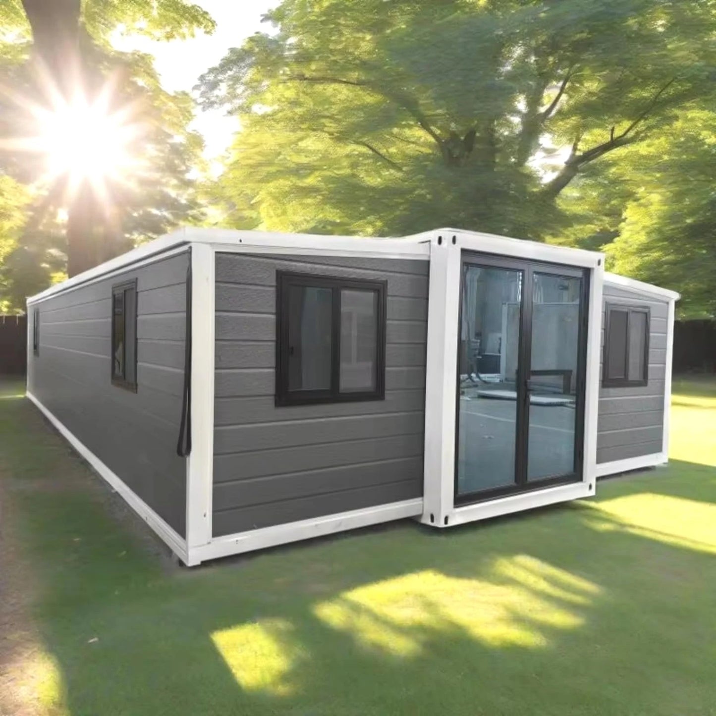 40FT Prefabricated Container Home 2-5 Bedroom Modular Prefab Tiny Home Folding Expandable Container House with Bathroom Kitchen