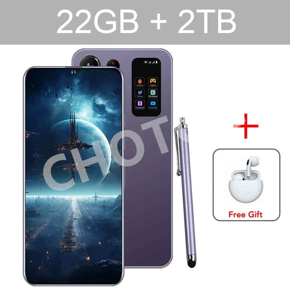 New Cellphones S Plus 25 Ultra Global Version 5G Original 7.3 Inch Smartphone Dual SIM 108MP Cell Phone 7800mAh Android Mobile Phones