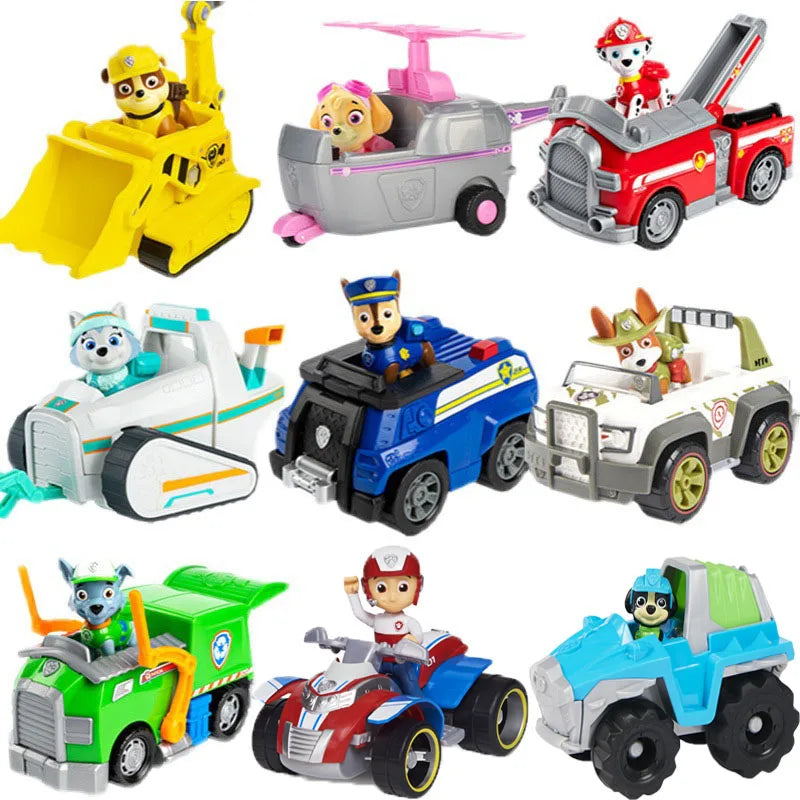 10 Kinds Genuine Paw Patrol Everest Ryder Rex Skye Chase Rocky Zuma Vehicle with Collectible Figure Birthday Gift for Children Toy