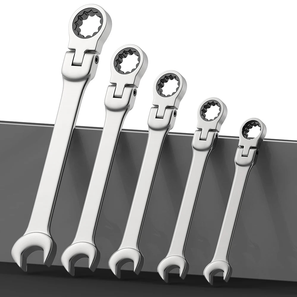 Ratcheting Combination Wrench Set 6-23mm Metric Flex Head Ratcheting Wrench Chrome Vanadium Steel Spanner with Bag