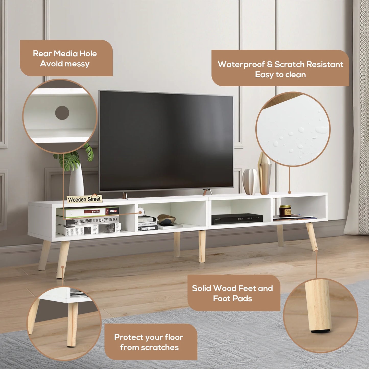VOWNER Modern TV Stand Mid Century Design for Living Room and Bedroom