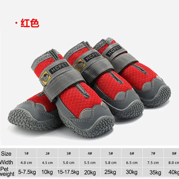4Pcs Set Dog Shoes for Large Dogs Breathable Professional Outdoor Anti Slip Durable Pet Shoes with Rubber Sole for Hiking