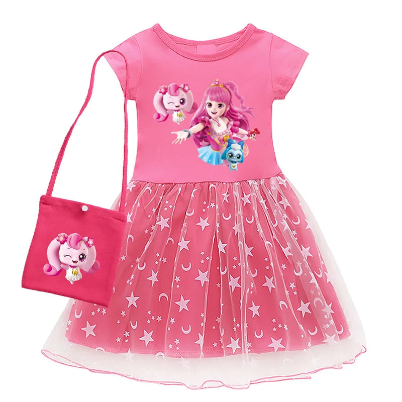 Kids Cotton Knee-Length Dress for Girls Birthday Party Princess Costume Halloween Cosplay